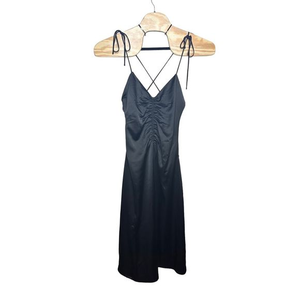 Jason Wu Black Satin Sleeveless LBW Open Low‎ Back Midi Dress XL Women's